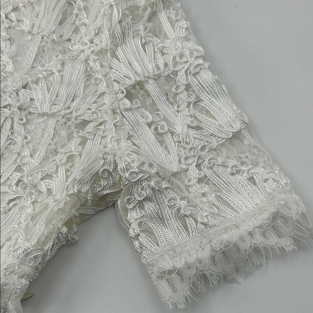 Luxxel White Textured Lace Crop Top